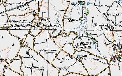 Old map of Moulton St Mary in 1922