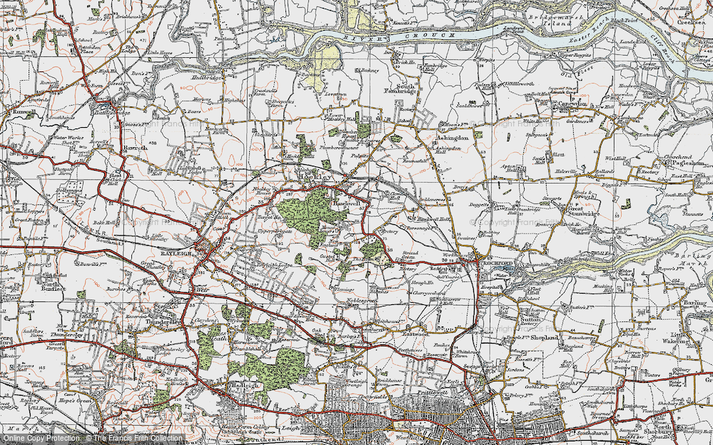 Old Map of Historic Map covering Belchamps in 1921