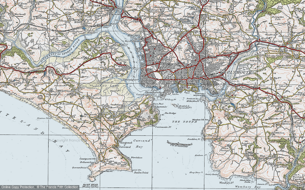 Old Map of Historic Map covering Picklecombe Point in 1919
