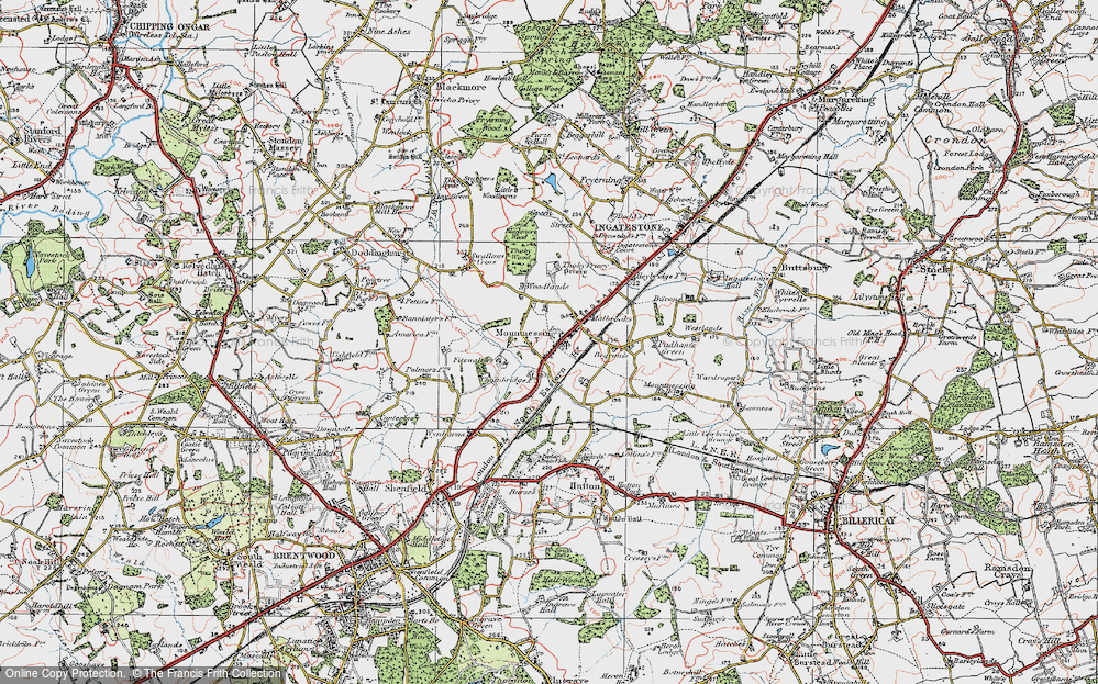 Old Map of Mountnessing, 1920 in 1920