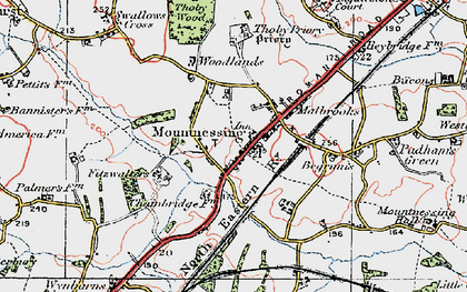 Old map of Mountnessing in 1920