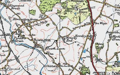 Old map of Mousley End in 1919