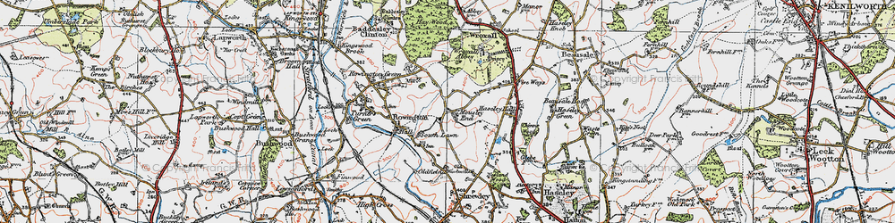 Old map of Mousley End in 1919