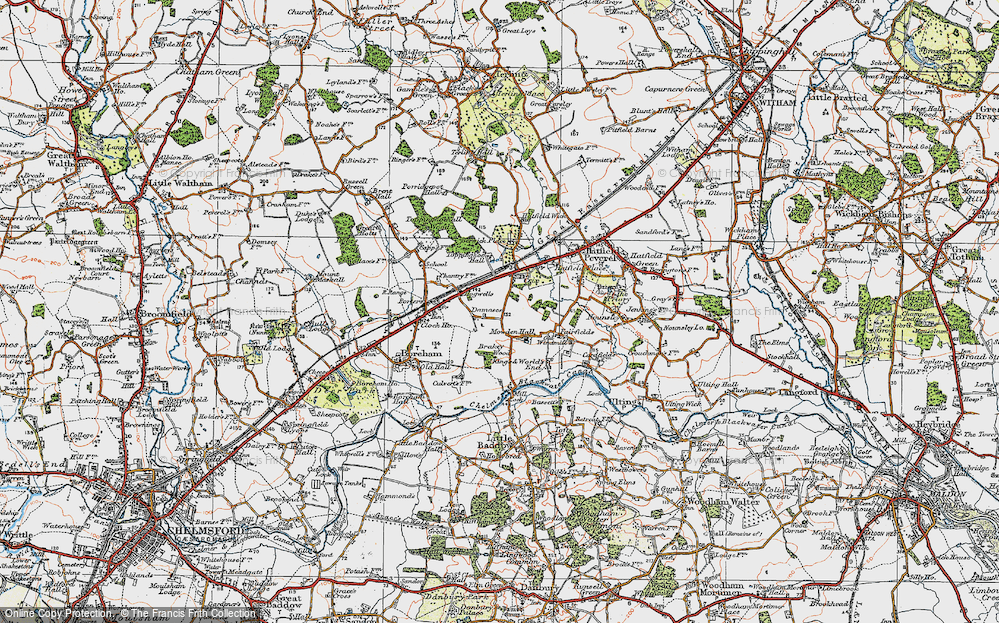 Old Map of Historic Map covering Brakey Wood in 1921