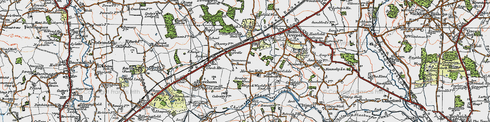 Old map of Mowden in 1921