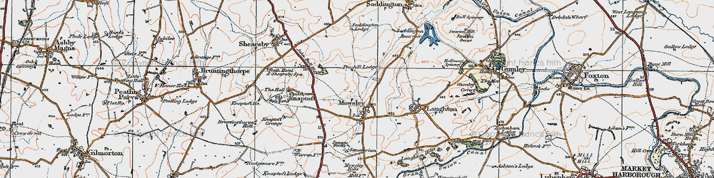 Old map of Mowsley in 1920