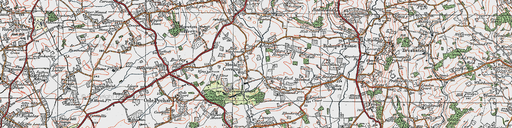 Old map of Much Cowarne in 1920