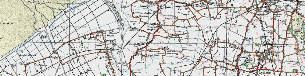 Old map of Much Hoole in 1924