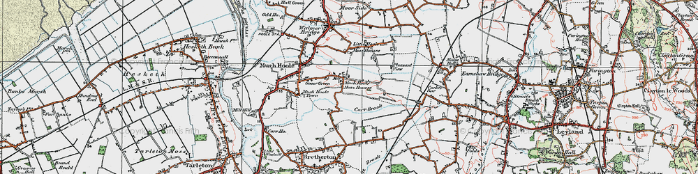 Old map of Much Hoole Moss Houses in 1924