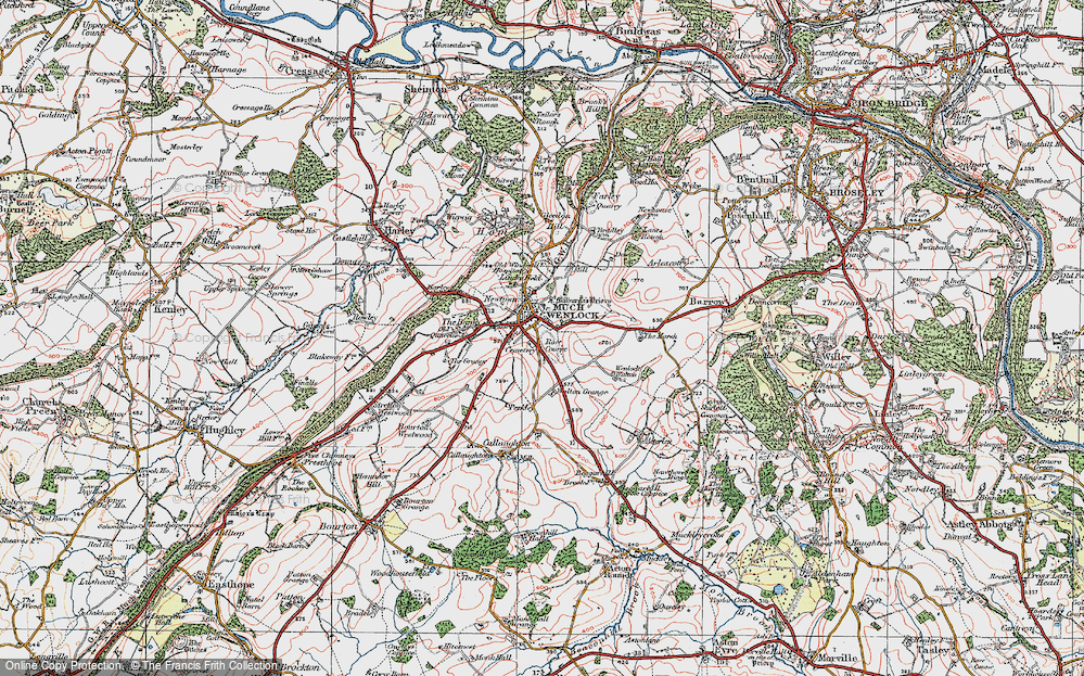 Old Map of Much Wenlock, 1921 in 1921