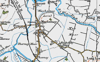 Old map of Muchelney in 1919