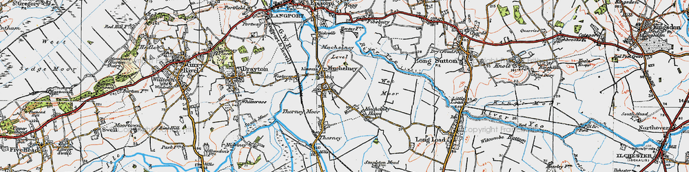 Old map of Muchelney in 1919