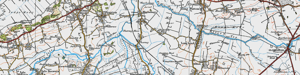 Old map of Muchelney Ham in 1919