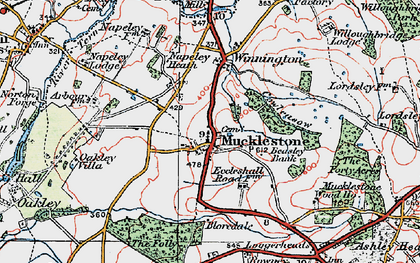 Old map of Mucklestone in 1921