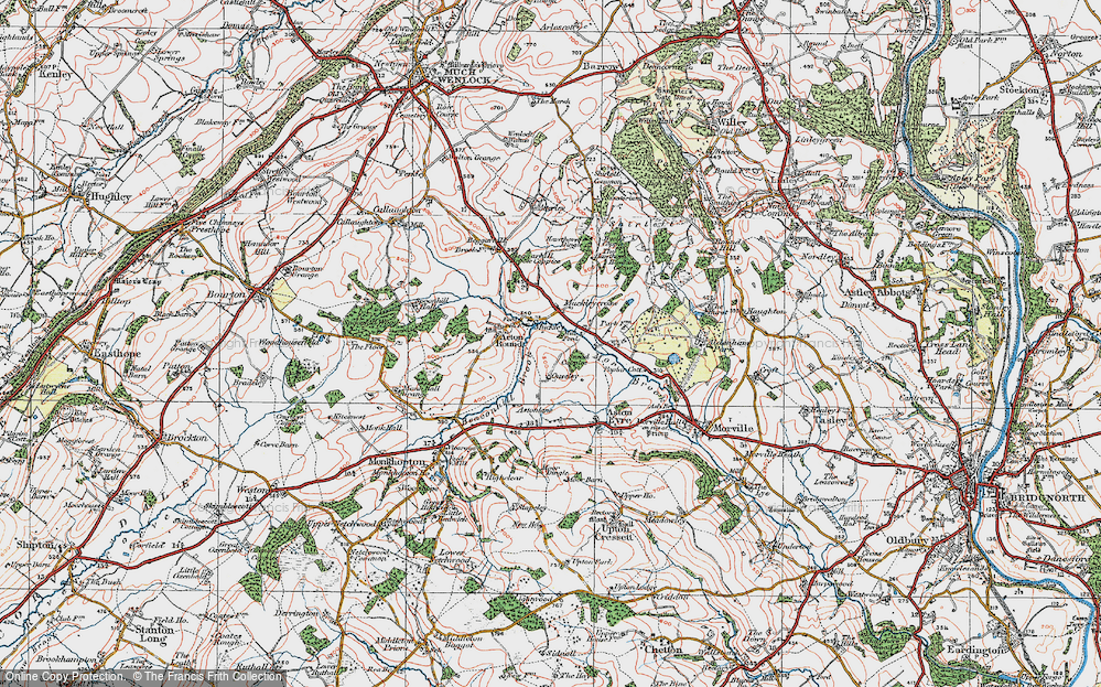 Old Map of Muckley, 1921 in 1921