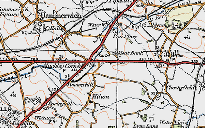 Old map of Muckley Corner in 1921