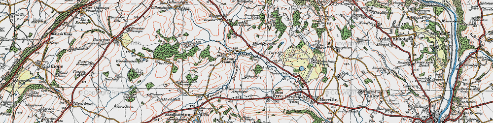 Old map of Muckley Cross in 1921