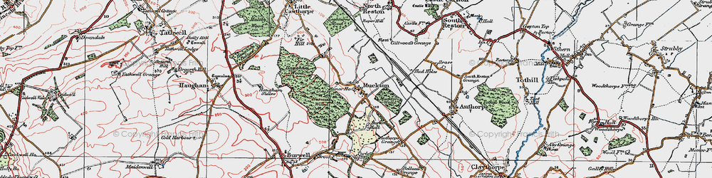 Old map of Authorpe Grange in 1923
