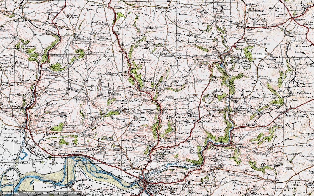 Old Map of Historic Map covering Whitefield Down in 1919