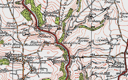 Old map of Muddiford in 1919