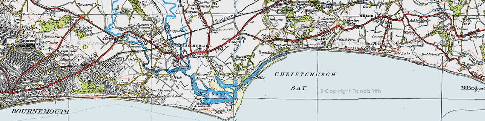 Old map of Mudeford in 1919