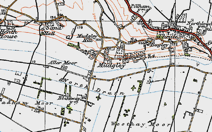 Old map of Mudgley in 1919