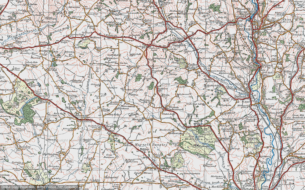 Old Map of Mugginton, 1921 in 1921