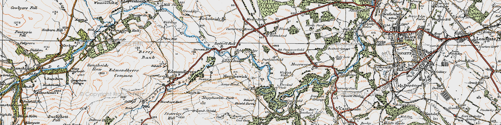 Old map of Muggleswick in 1925