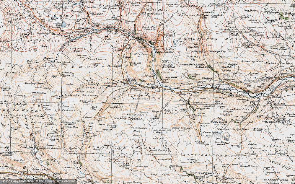 Old Map of Muker, 1925 in 1925