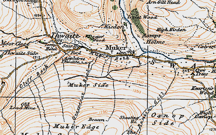 Old map of White Beacan Hags in 1925