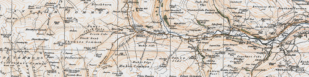 Old map of Muker in 1925