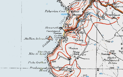 Old map of Mullion Cove in 1919