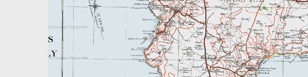 Old map of Mullion Cove in 1919