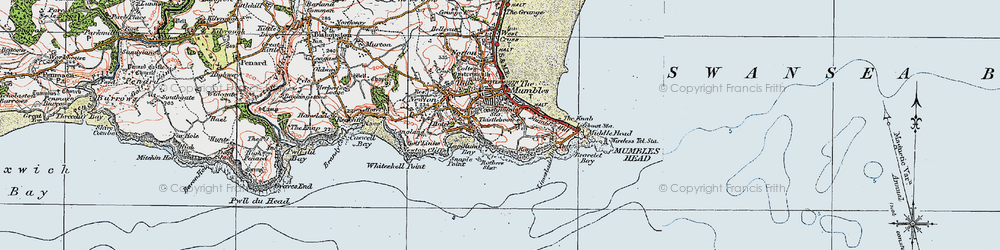 Old map of Mumbles, The in 1923