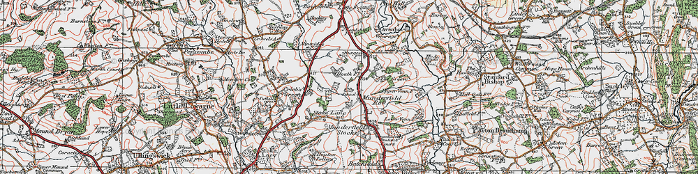 Old map of Munderfield Row in 1920