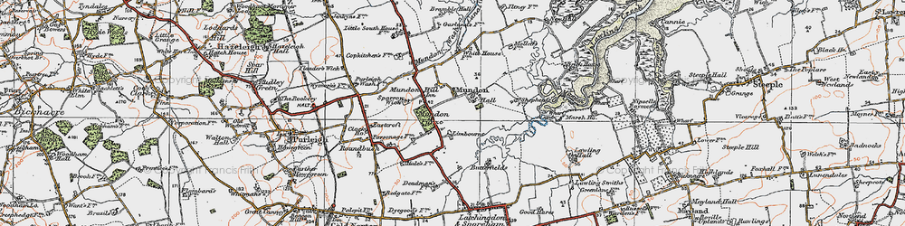 Old map of Mundon in 1921