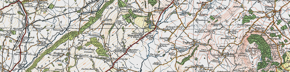 Old map of Munslow in 1921