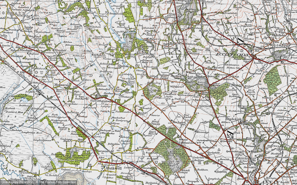 Old Map of Historic Map covering Woodhead in 1925