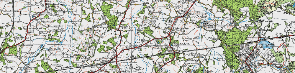 Old map of Murrell Green in 1919