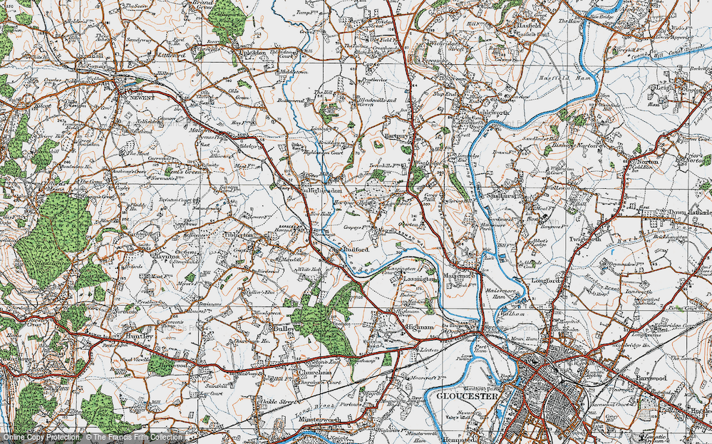 Old Map of Historic Map covering Hartpury College in 1919