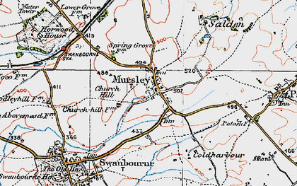 Old map of Mursley in 1919