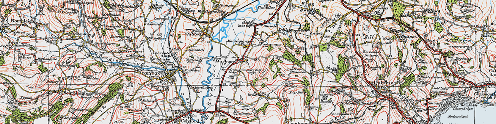Old map of Musbury in 1919