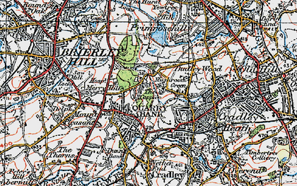 Old map of Mushroom Green in 1921