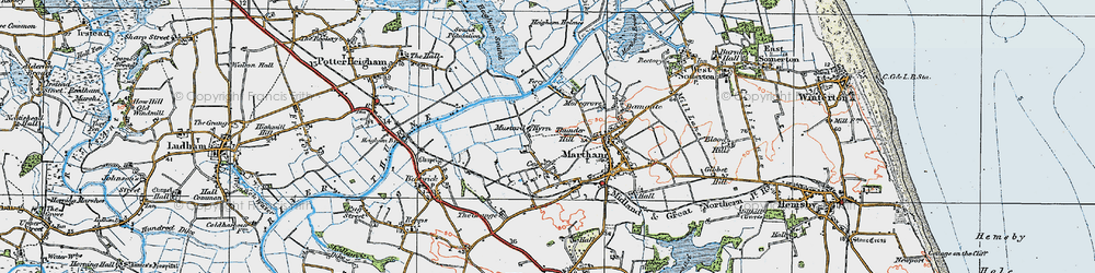 Old map of Mustard Hyrn in 1922