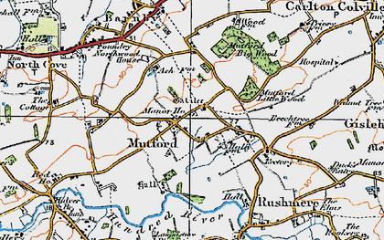 Old map of Mutford in 1921