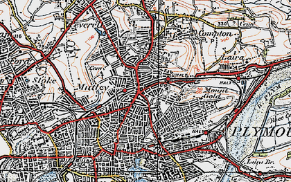 Old map of Mutley in 1919