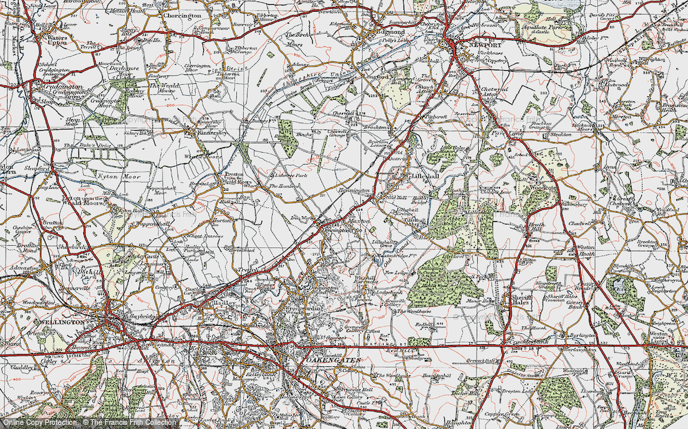 Old Map of Historic Map covering Lilleshall Grange in 1921