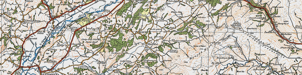 Old map of Myddfai in 1923