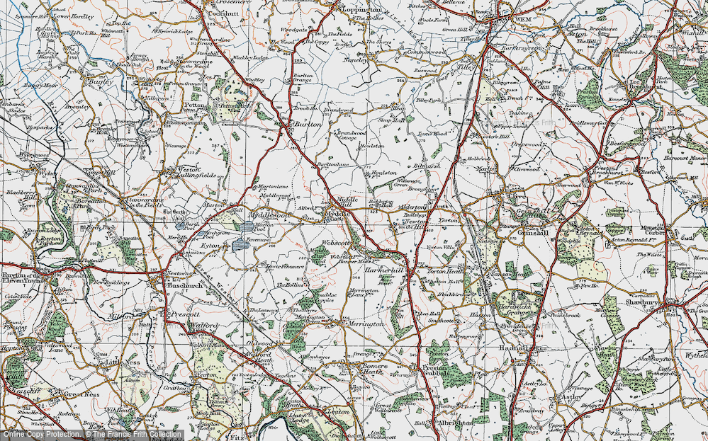 Old Map of Myddle, 1921 in 1921