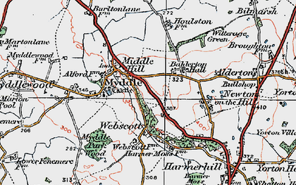 Old map of Myddle in 1921